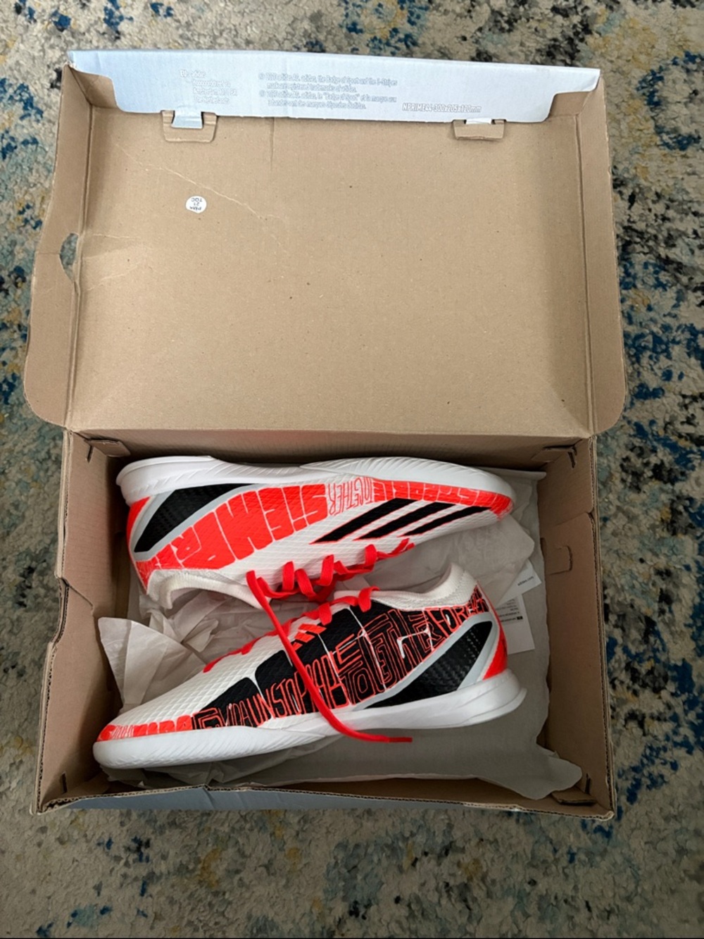 Adidas X Speed portal Messi.3  White and Red Indoor Soccer shoes 7.5 woman's